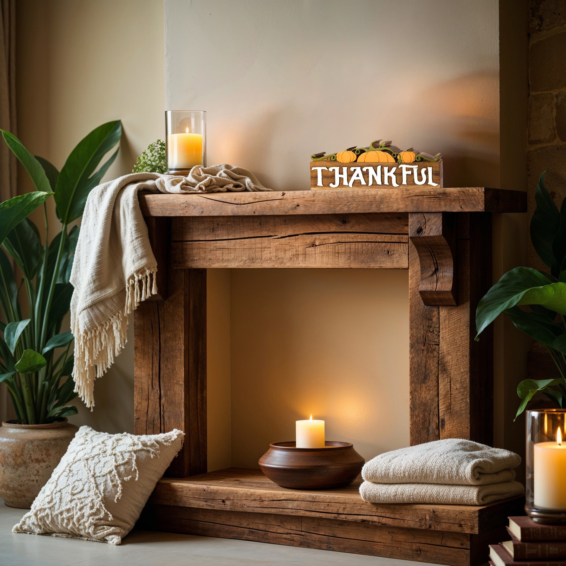 Grateful Heart – Hand-Carved Wooden Sculpture, Handmade Decorative Home Gift