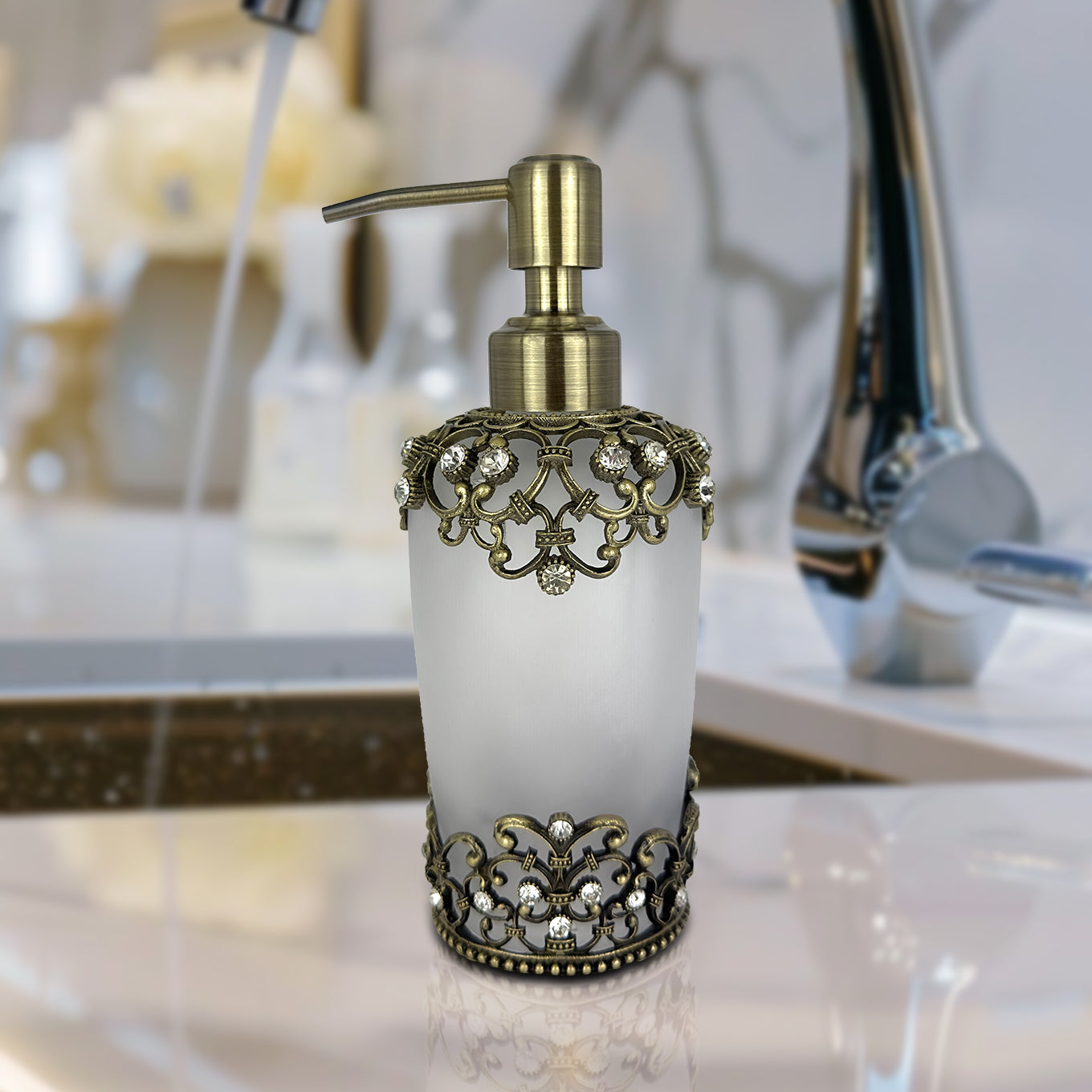 Amara Bliss – Modern Decorative Bathroom Accessory Handmade Soap Dispenser, 9 oz