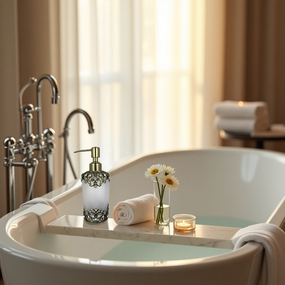 Amara Bliss – Modern Decorative Bathroom Accessory Handmade Soap Dispenser, 9 oz