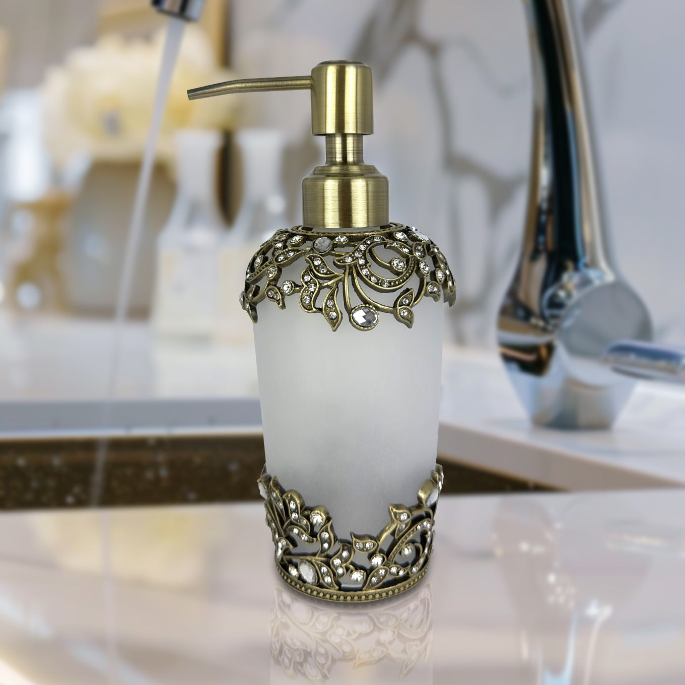 Liora Bloom – Modern Decorative Bathroom Accessory Handmade Soap Dispenser, 9 oz