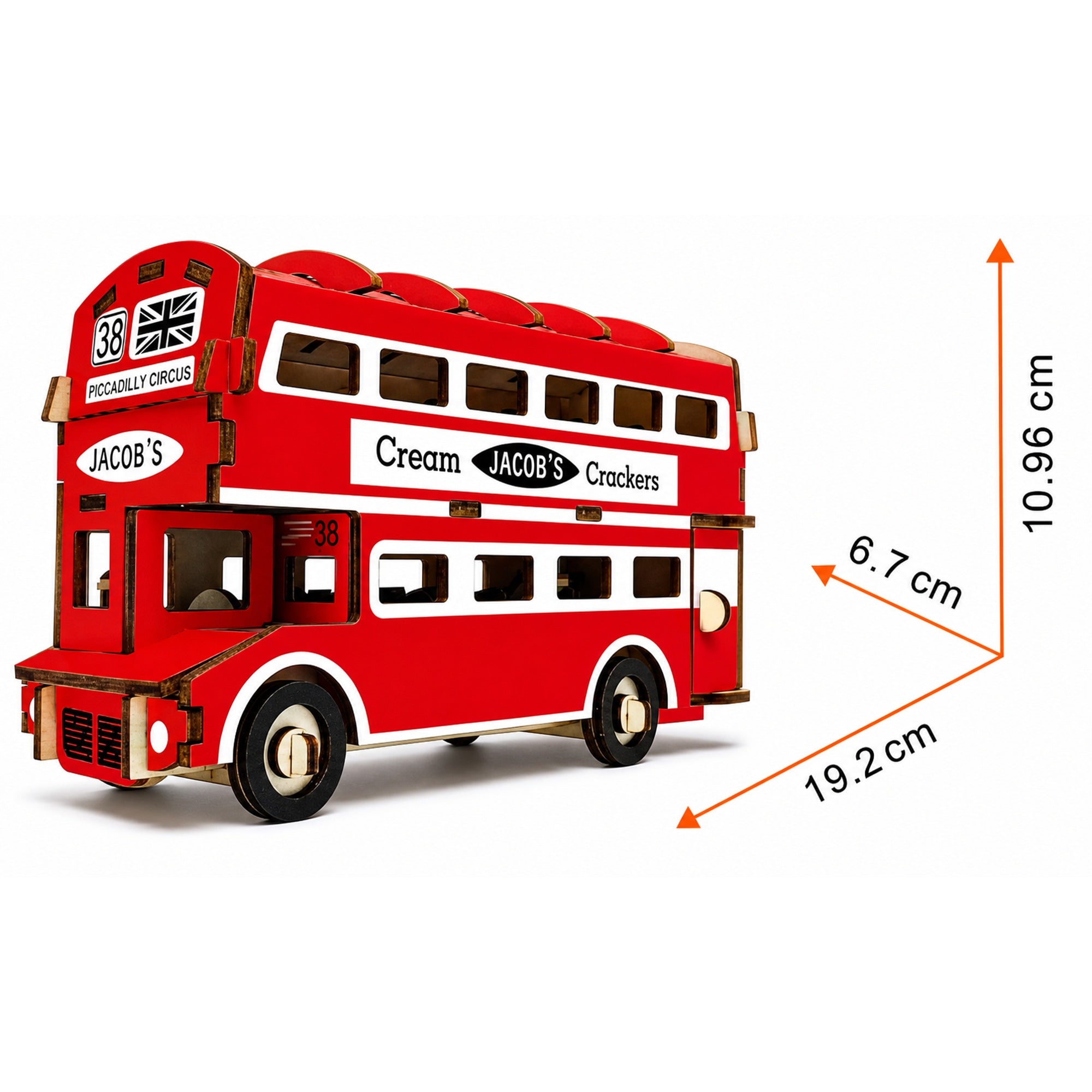 London Double Decker Bus Wooden Model Kit 94 Piece Display