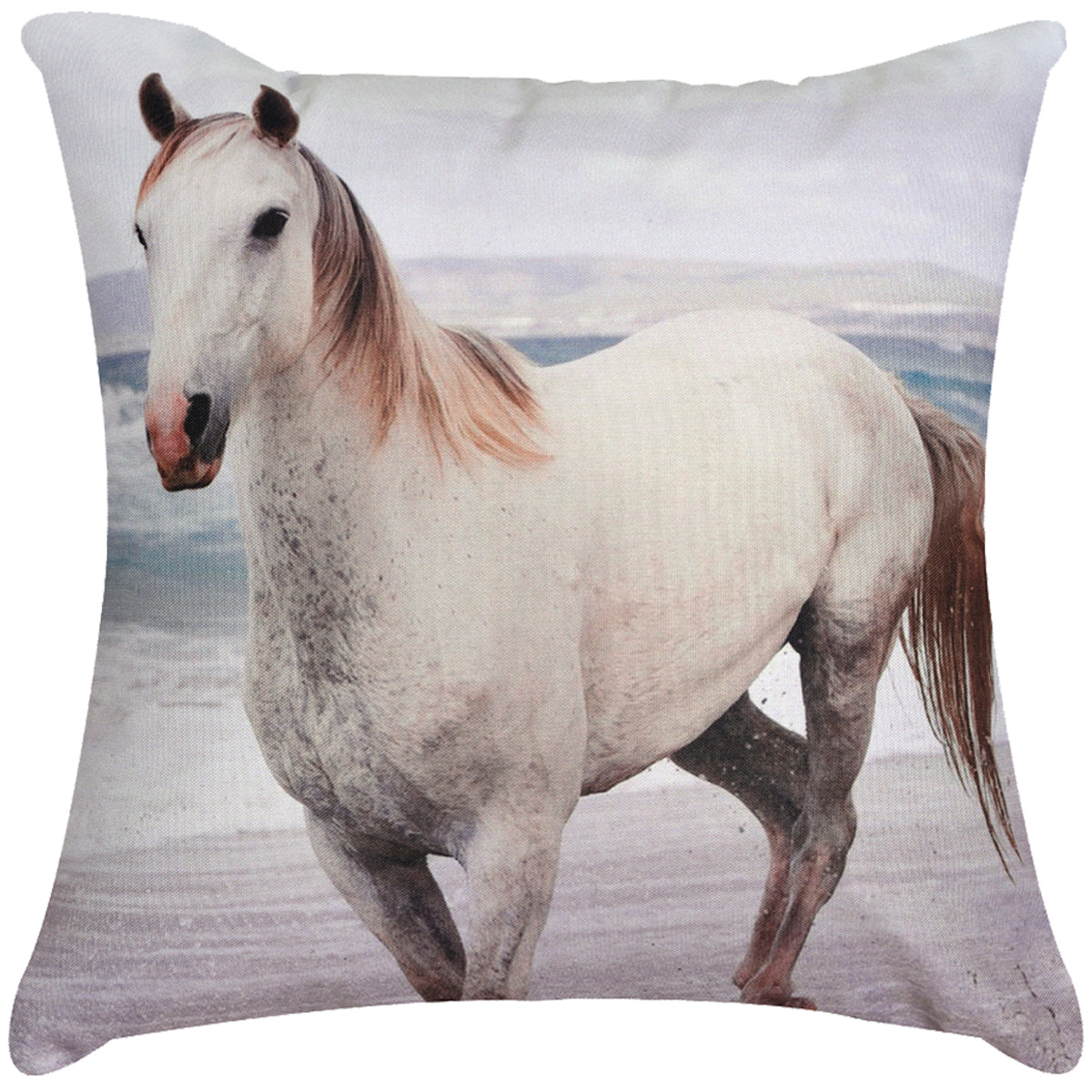 Horse Printed Throw Pillow Cover - Set of 4, 18 x 18 Inches