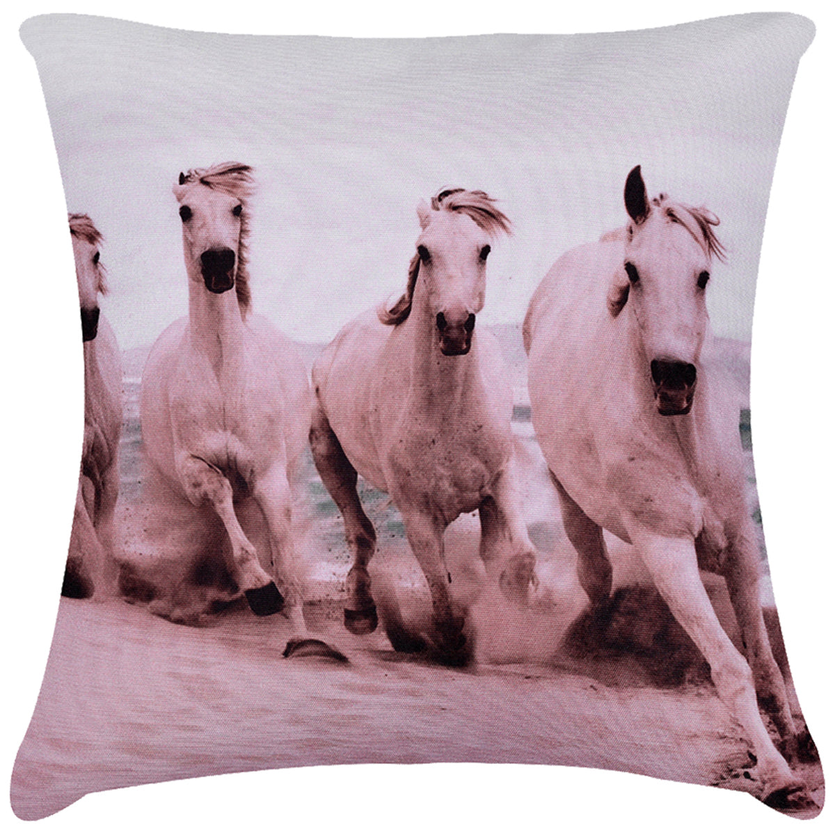 Horse Printed Throw Pillow Cover - Set of 4, 18 x 18 Inches
