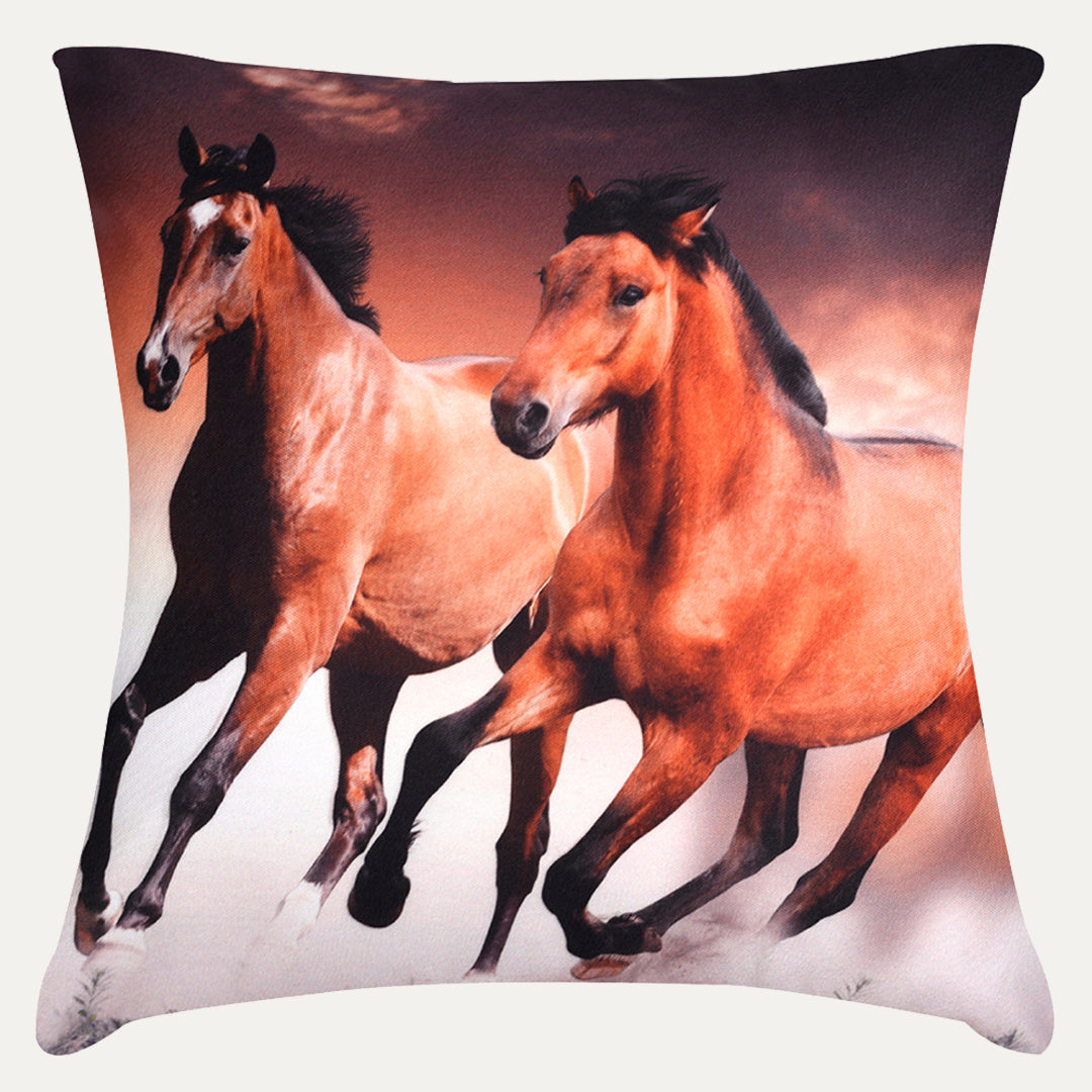 Horse Printed Throw Pillow Cover - Set of 4, 18 x 18 Inches