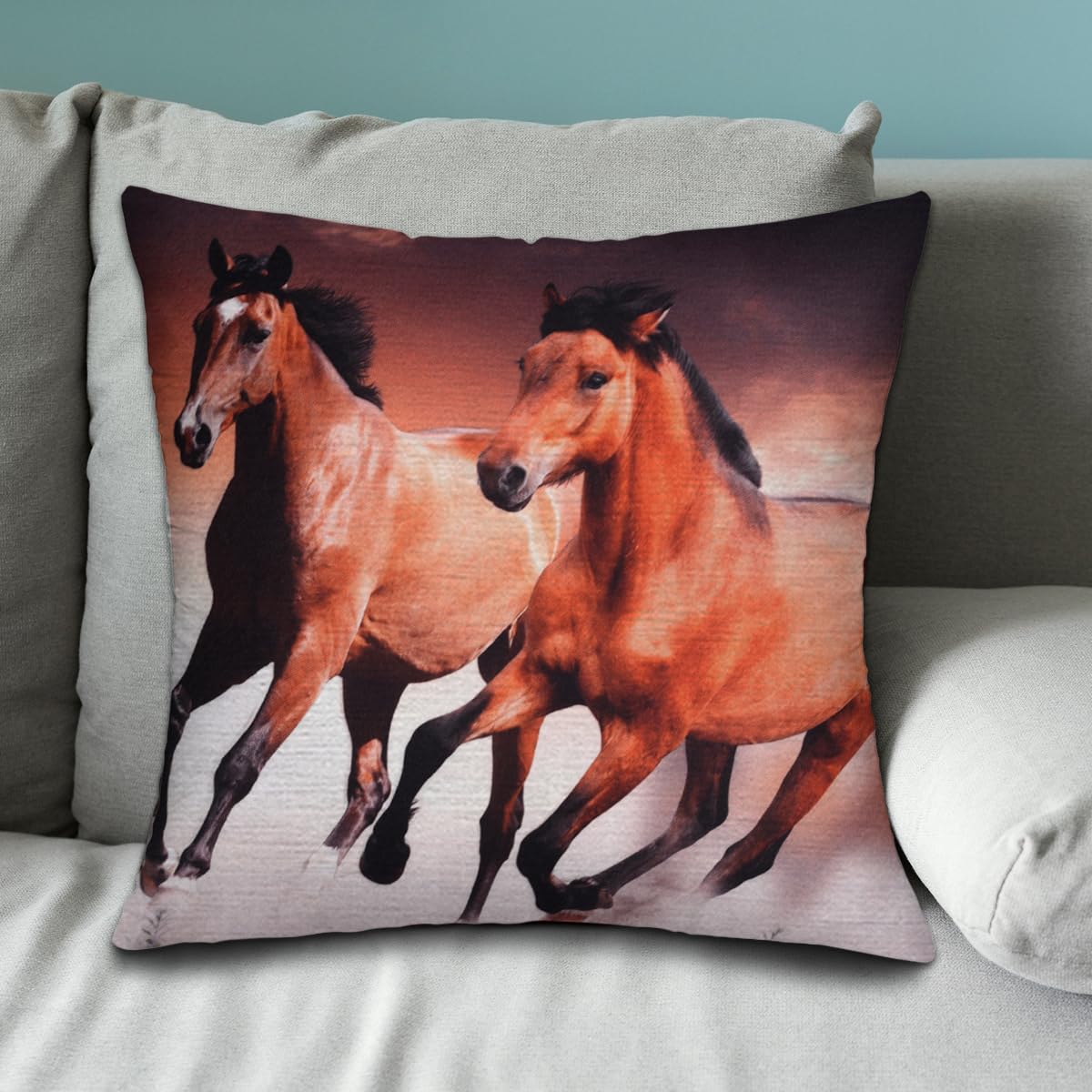 Horse Printed Design Throw Pillow Covers
