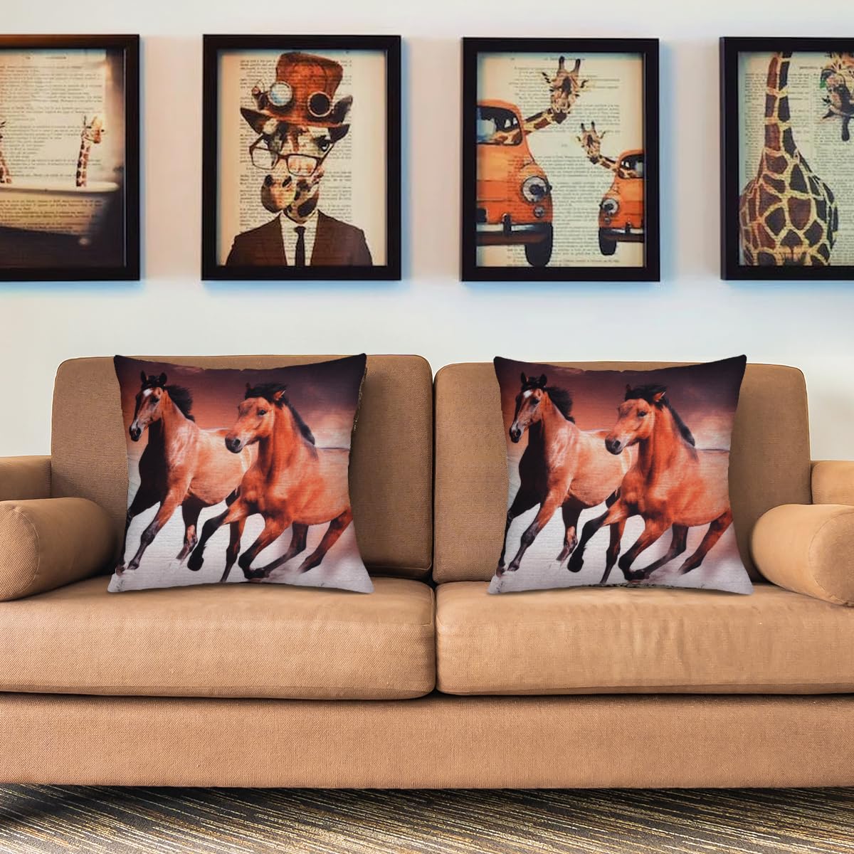 Horse Printed Design Throw Pillow Covers