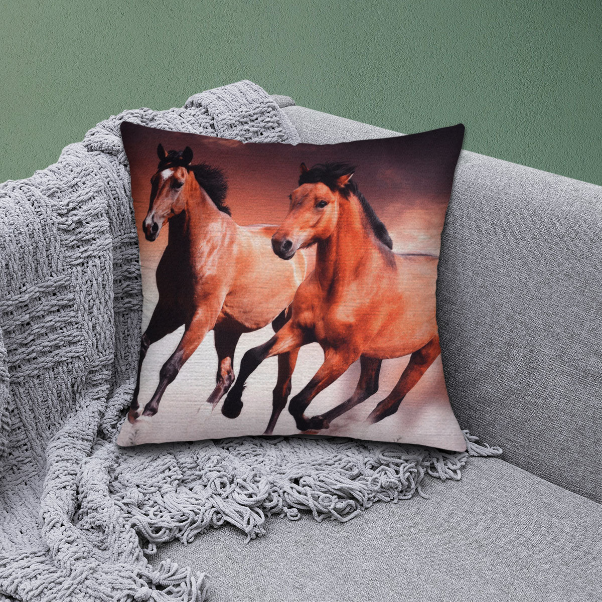 Horse Printed Design Throw Pillow Covers