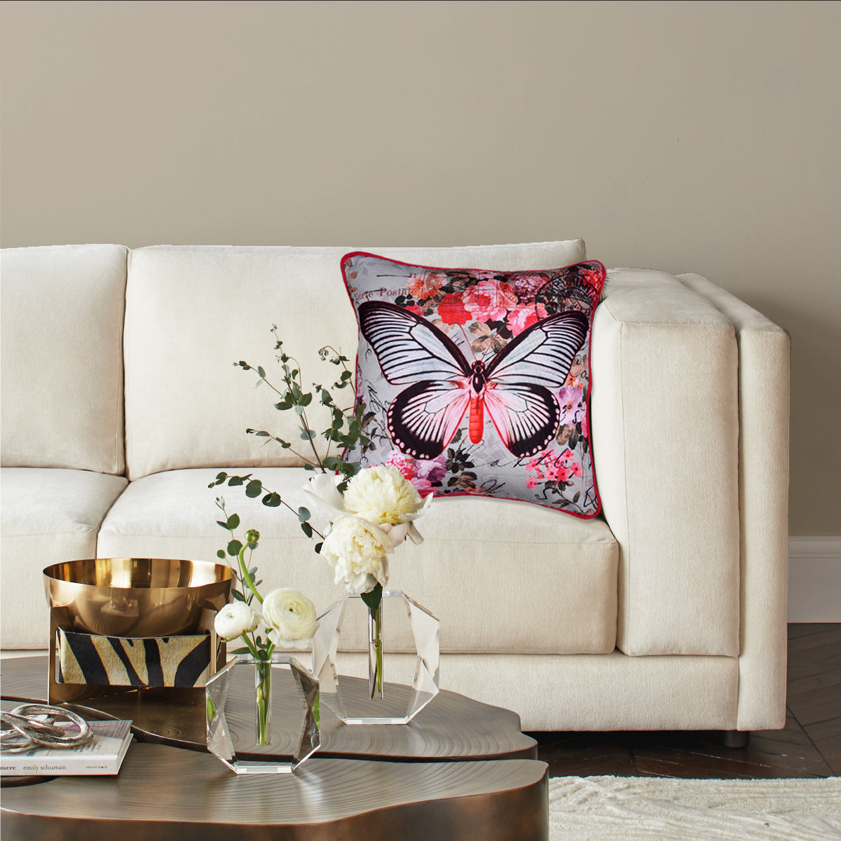 Butterfly Printed Throw Pillow Cover - Set of 4