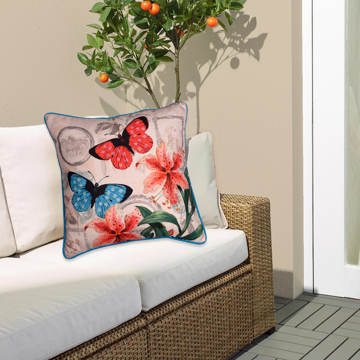 Butterfly Printed Throw Pillow Cover - Set of 4