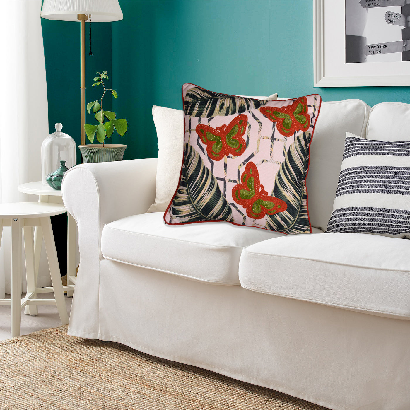 Butterfly Printed Throw Pillow Cover - Set of 4