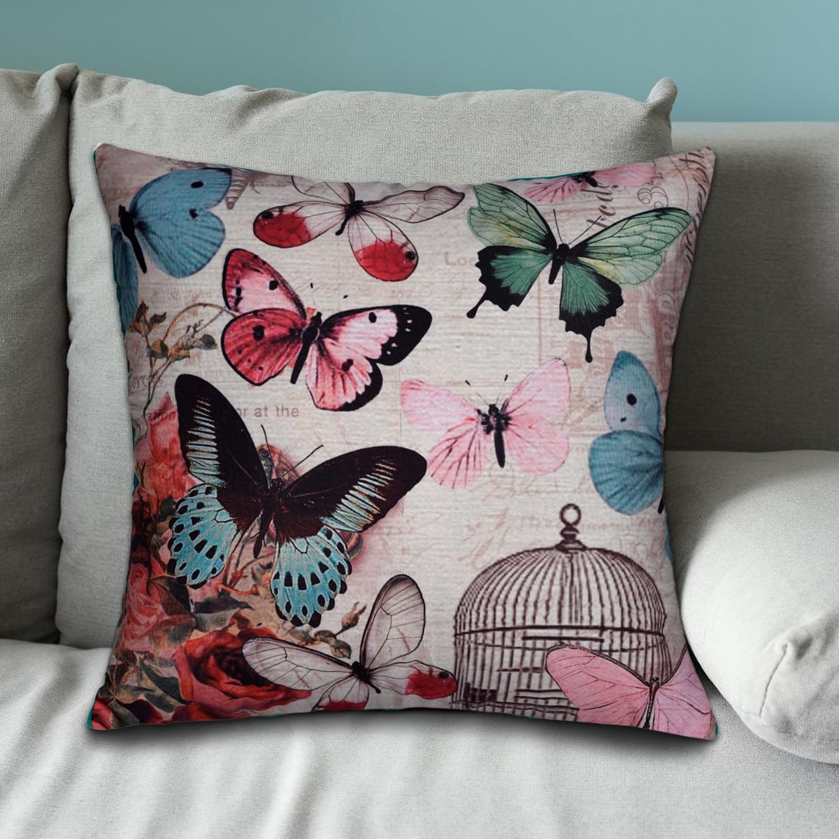 Butterfly Printed Design Throw Pillow Covers