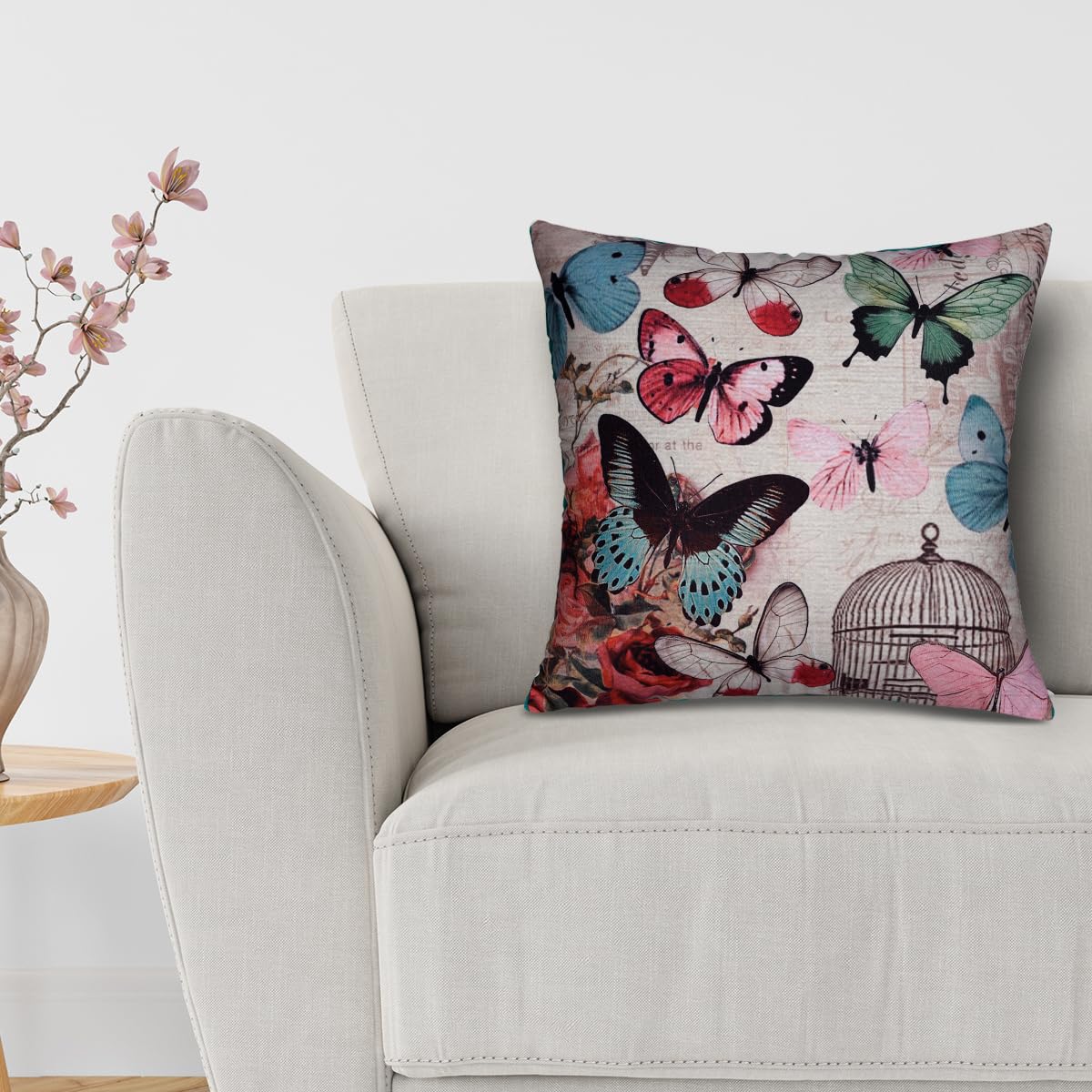 Butterfly Printed Design Throw Pillow Covers
