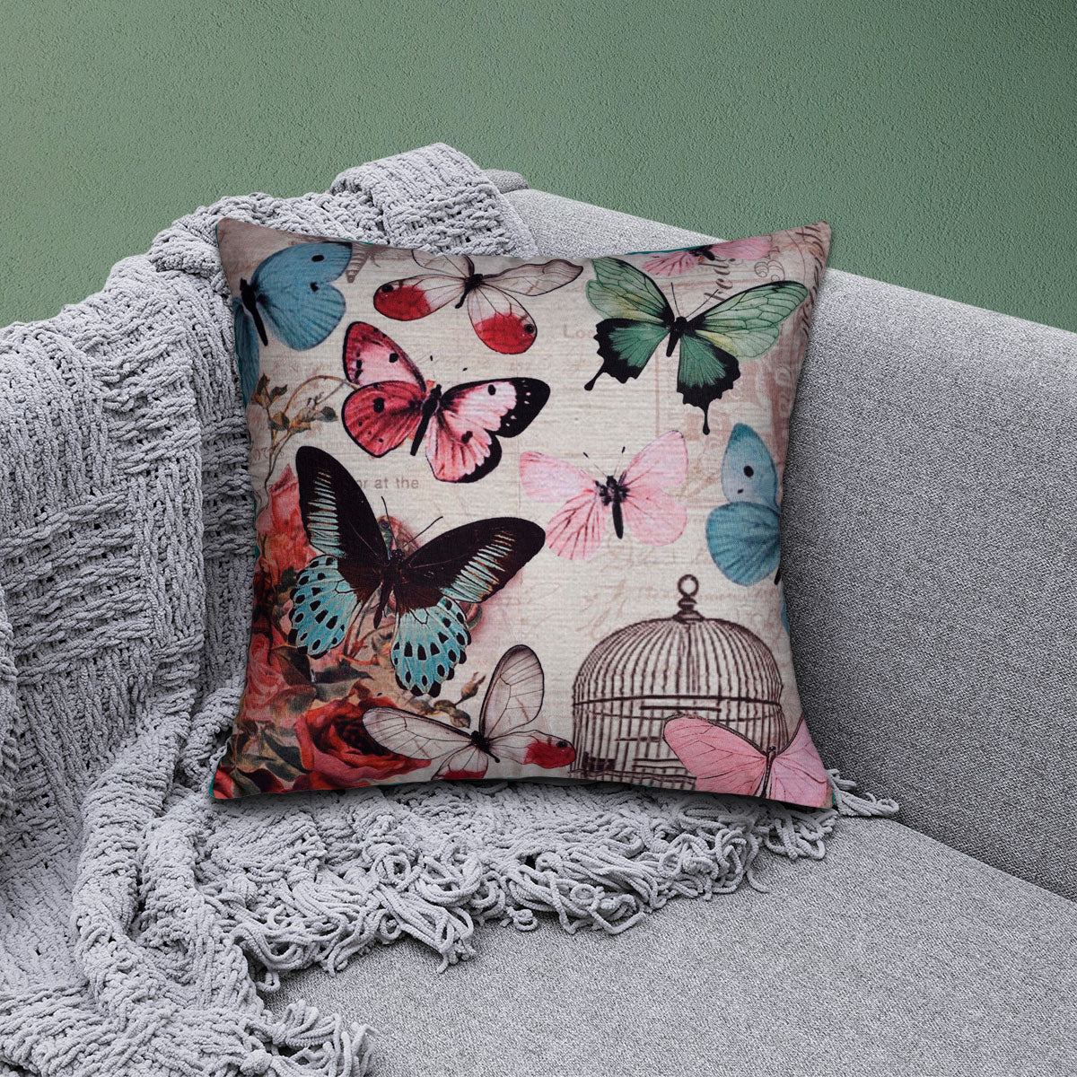 Butterfly Printed Design Throw Pillow Covers
