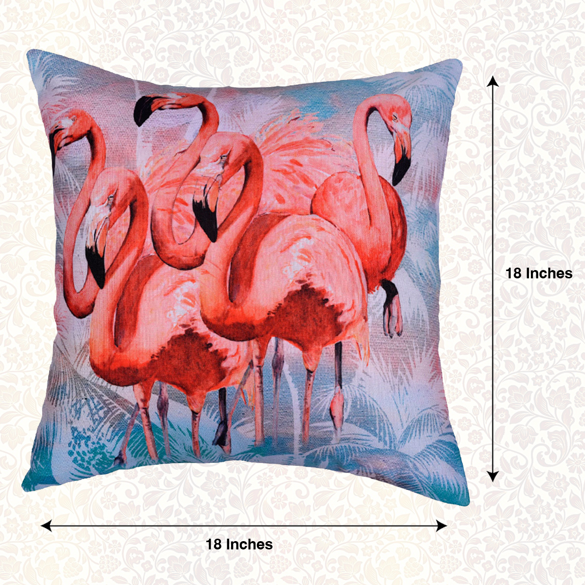 Flamingo Printed Throw Pillow Cover - Set of 4, 18 x 18 Inches