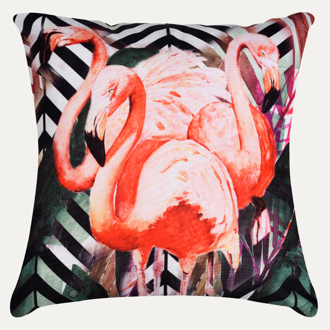 Flamingo Printed Throw Pillow Cover - Set of 4, 18 x 18 Inches