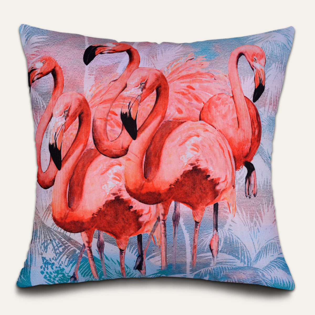 Flamingo Printed Throw Pillow Cover - Set of 4, 18 x 18 Inches