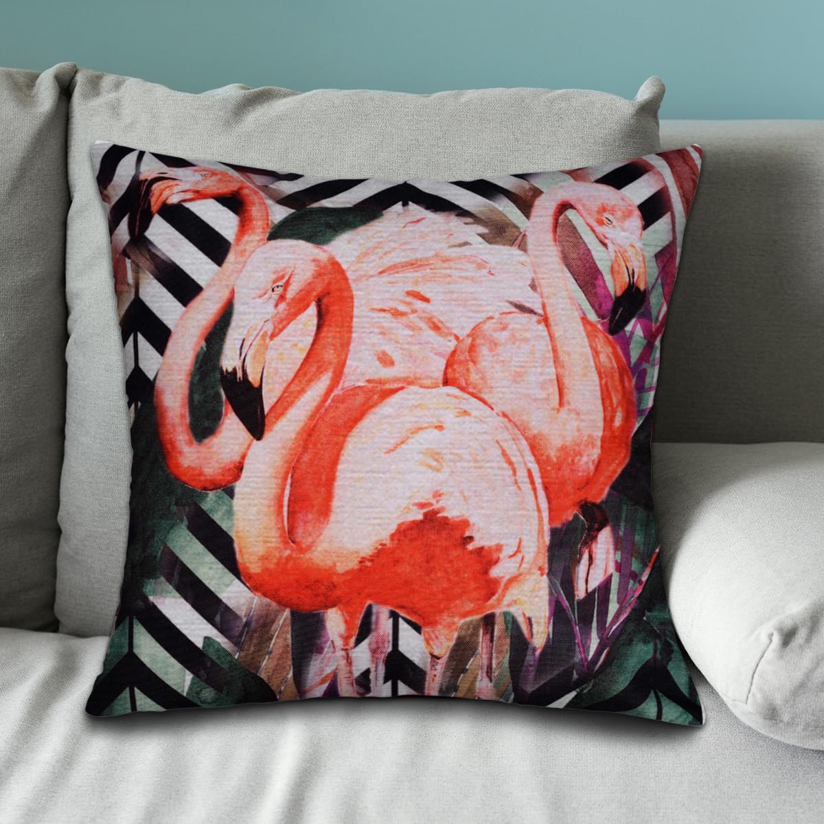 Flamingo Printed Design Throw Pillow Covers