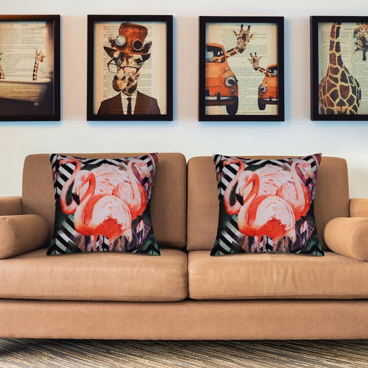 Flamingo Printed Design Throw Pillow Covers
