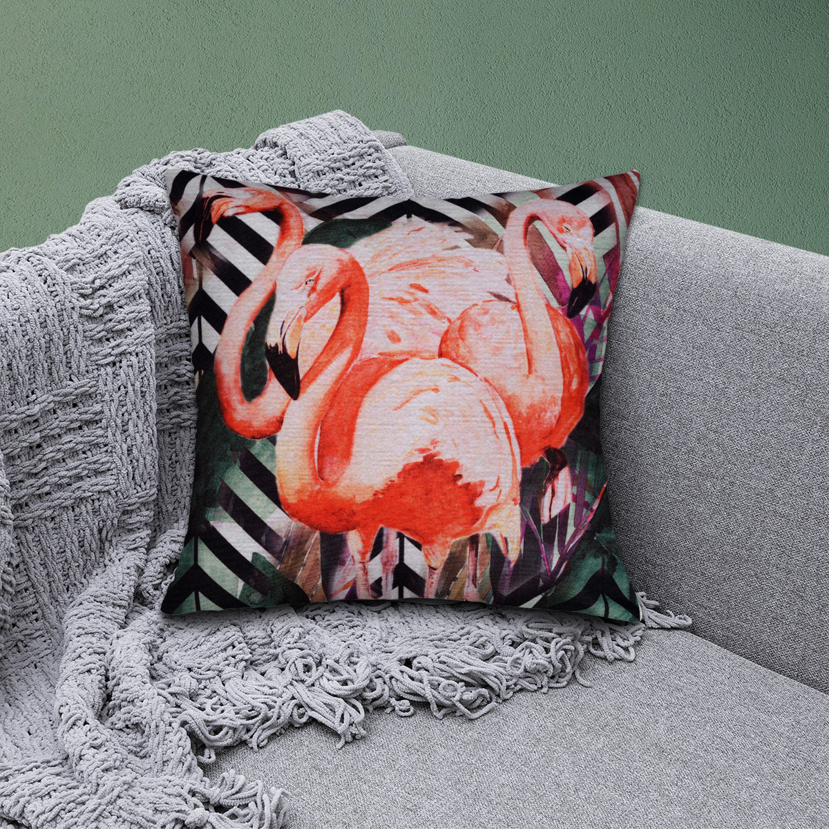 Flamingo Printed Design Throw Pillow Covers