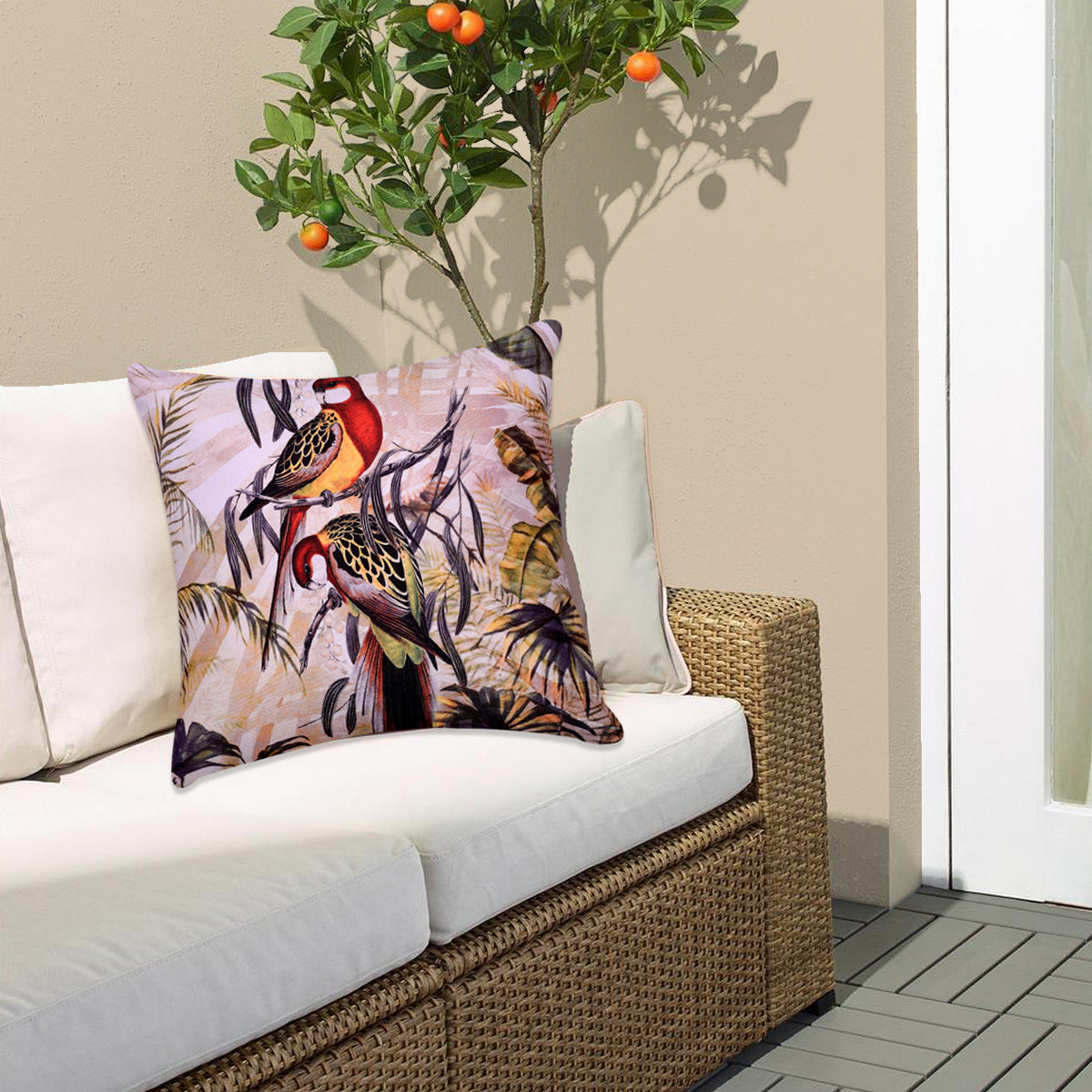 Birds Printed Design Throw Pillow Covers - Set of 4