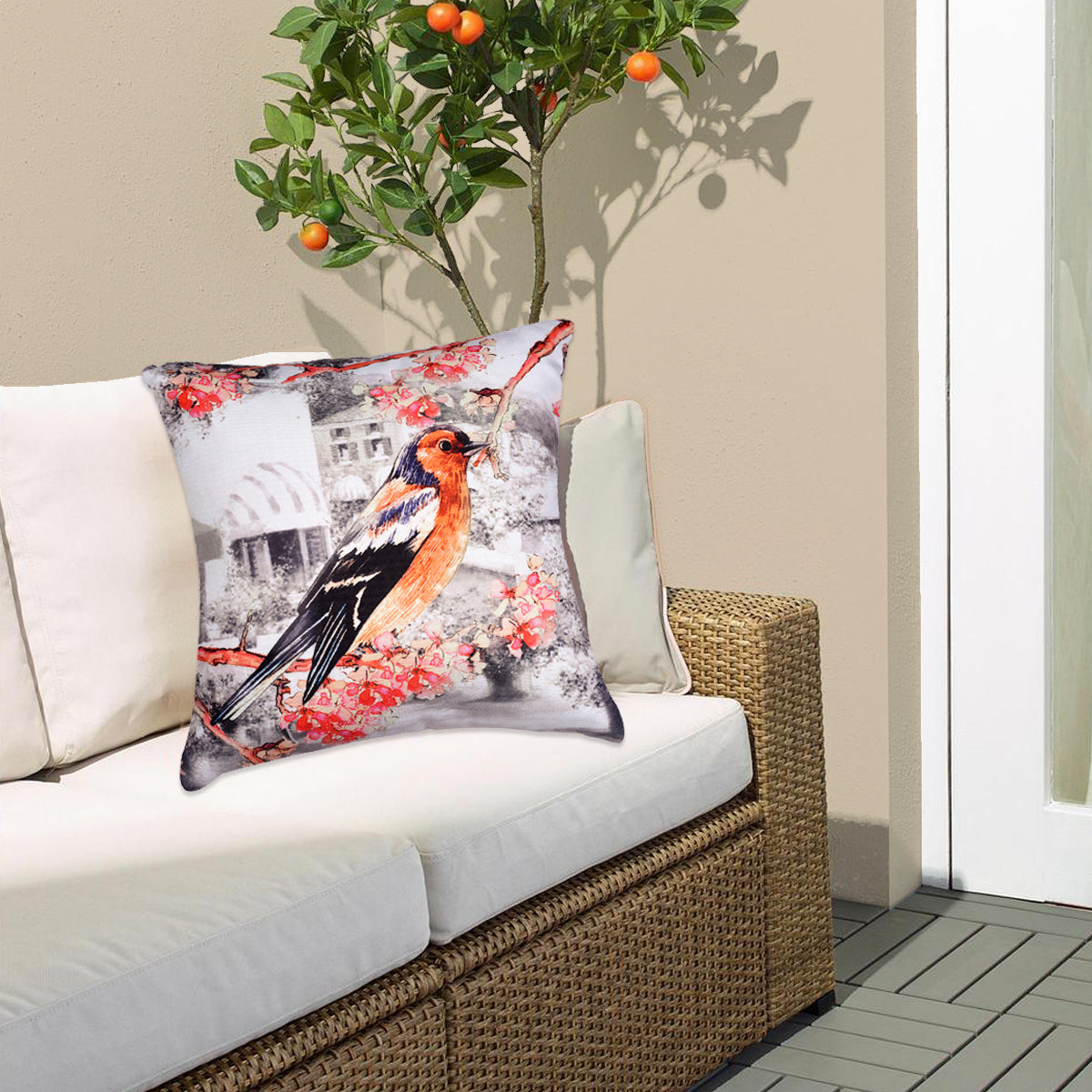 Birds Printed Design Throw Pillow Covers - Set of 4