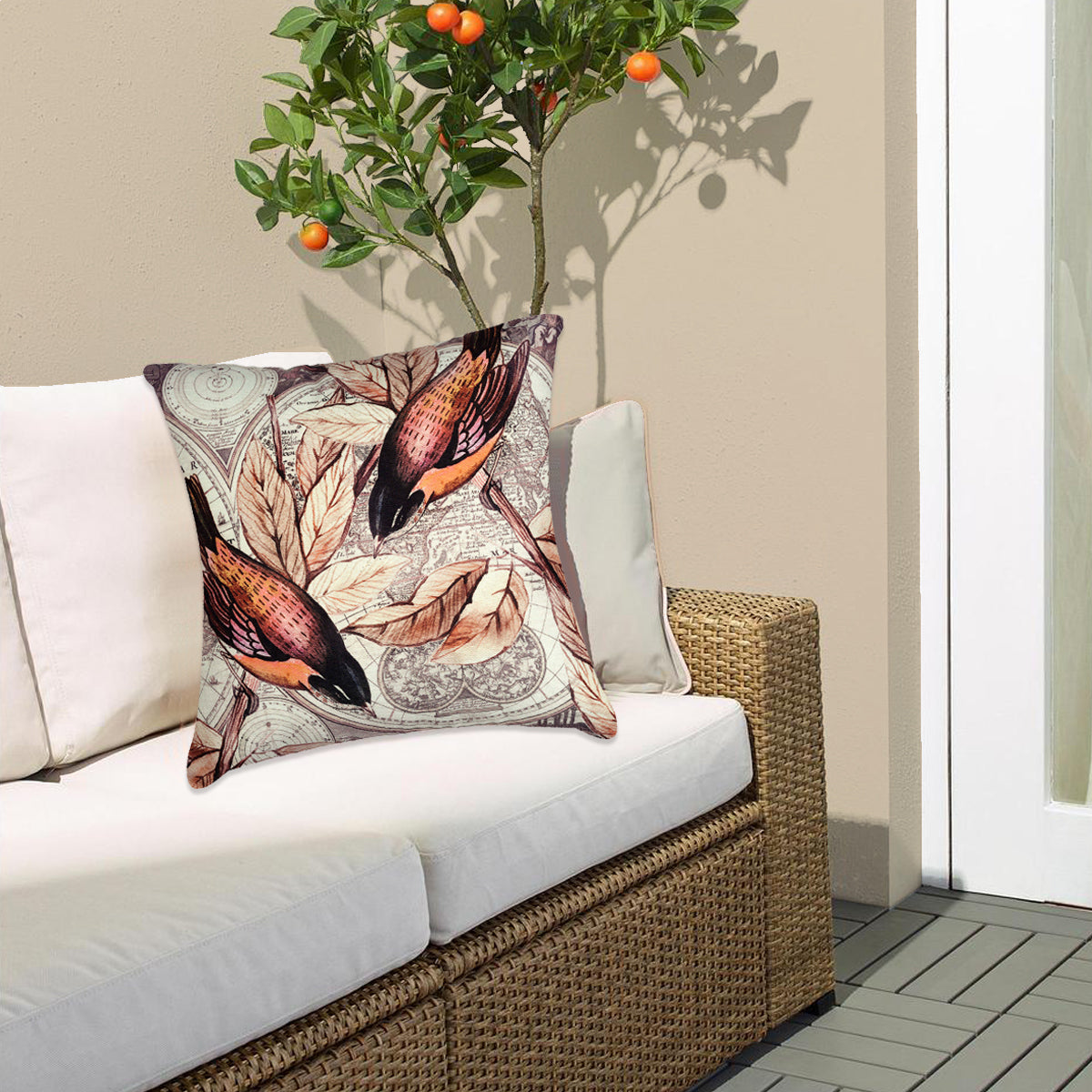 Birds Printed Design Throw Pillow Covers - Set of 4