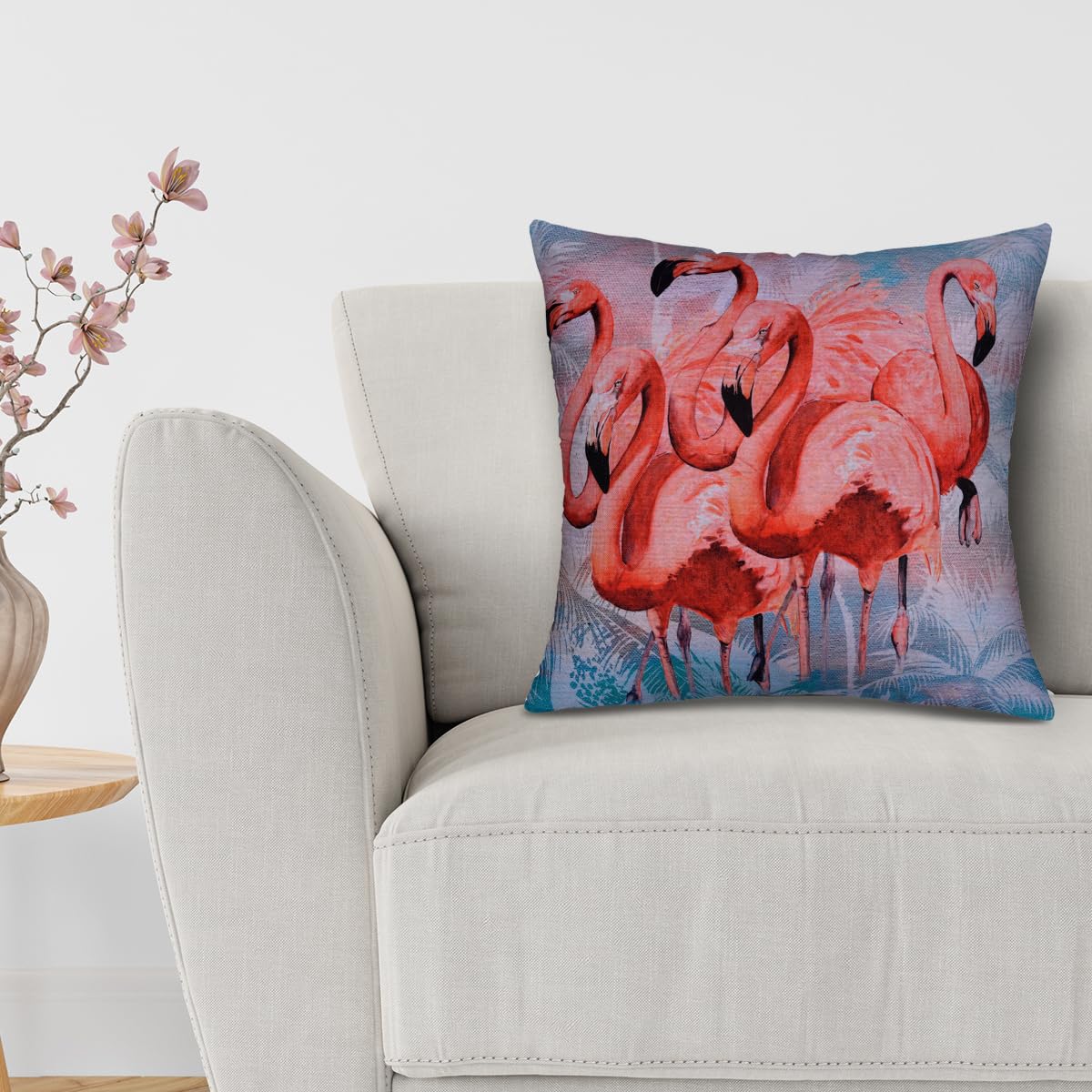Flamingo Printed Design Throw Pillow Covers