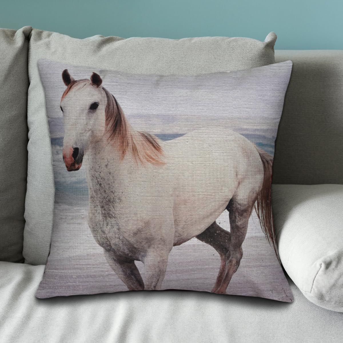 Horse Printed Design Throw Pillow Covers