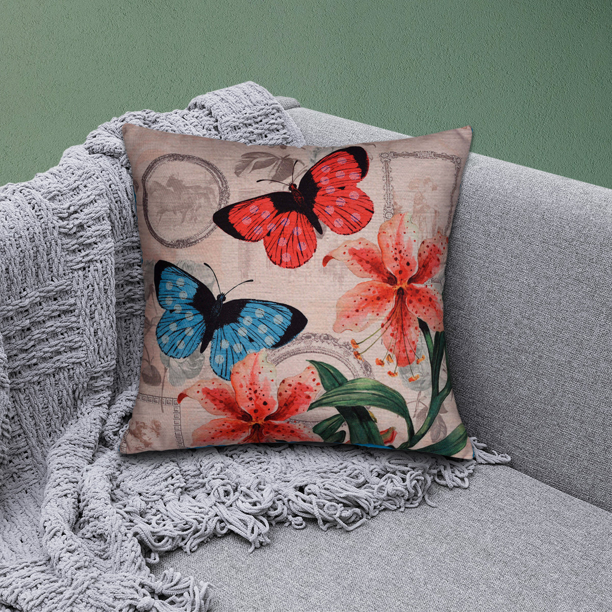 Butterflies Printed Design Throw Pillow Covers
