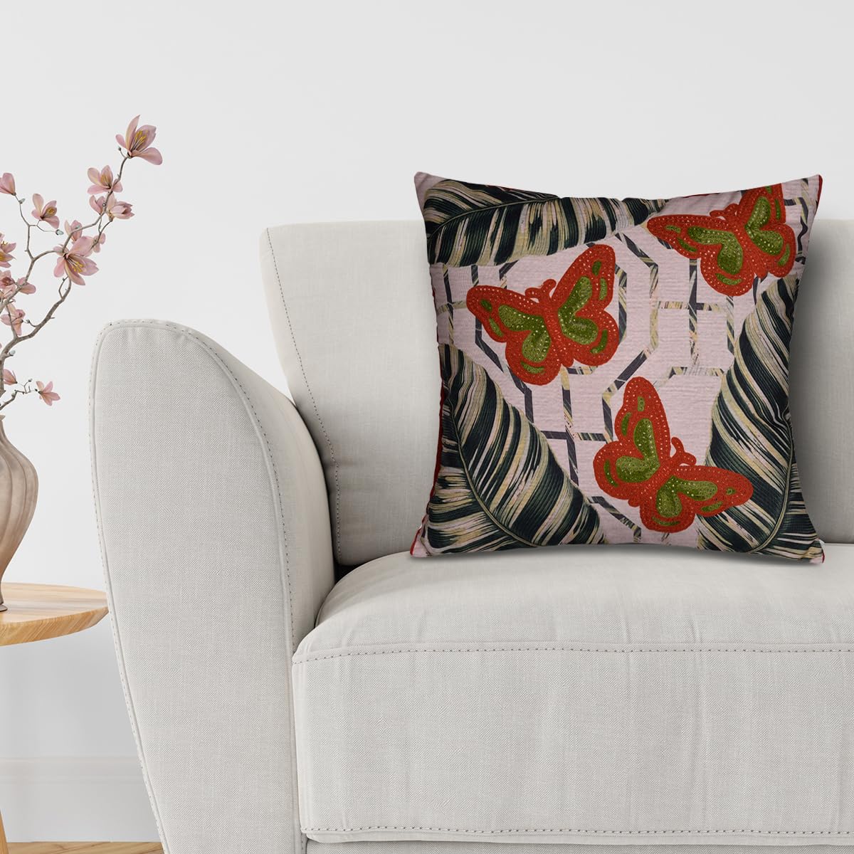 Butterfly Printed Design Throw Pillow Covers