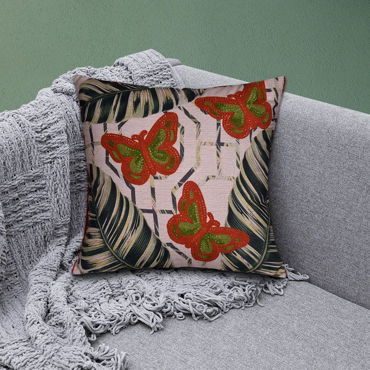 Butterfly Printed Design Throw Pillow Covers