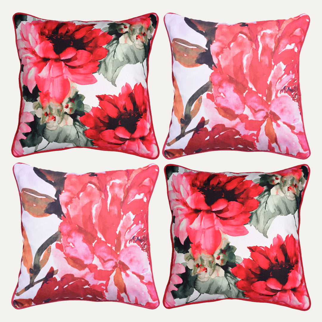 Floral Printed Throw Pillow Cover - Set of 4, 22 x 22 Inches