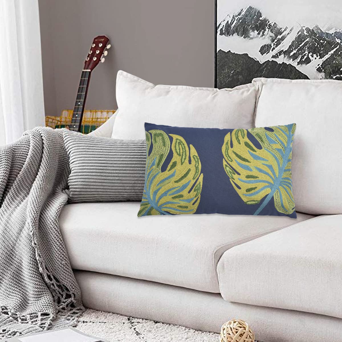 Leaf Printed Design Throw Pillow Covers