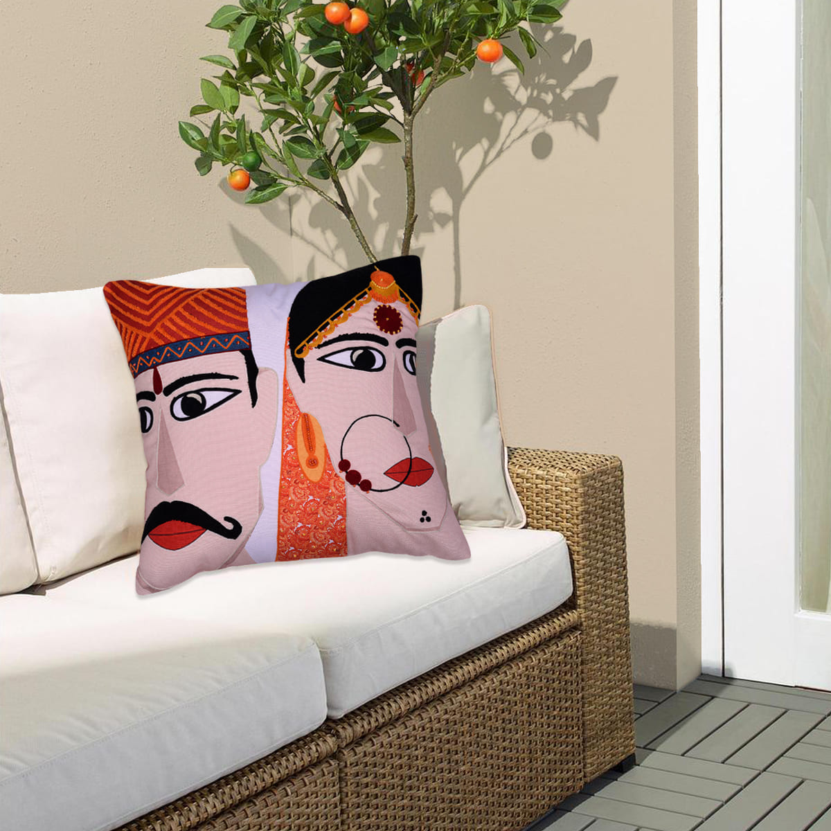 Man and Woman Printed Design Throw Pillow Covers - Set of 2 and 4, 18 x 18 Inches