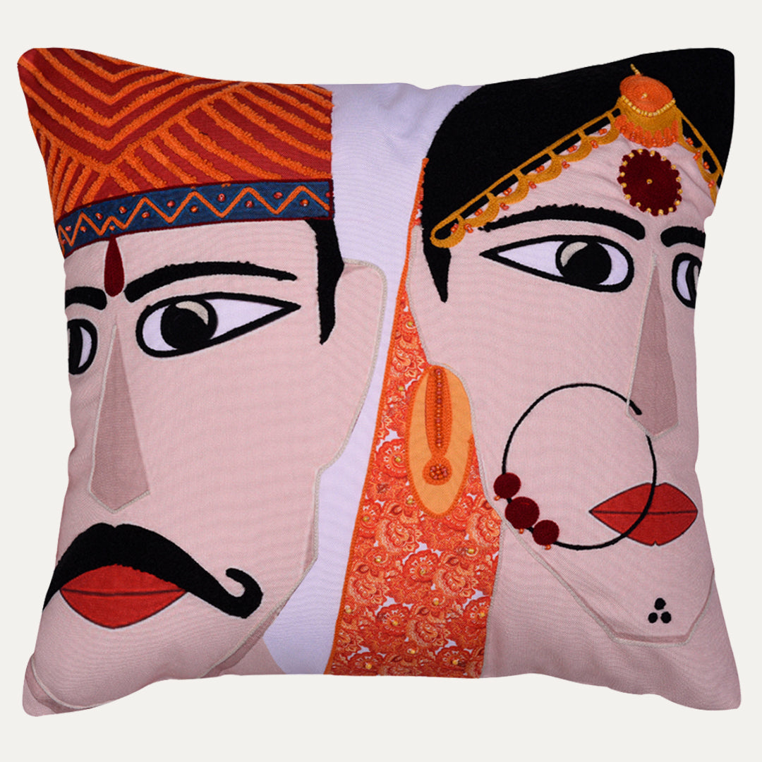 Man and Woman Printed Design Throw Pillow Covers - Set of 2 and 4, 18 x 18 Inches
