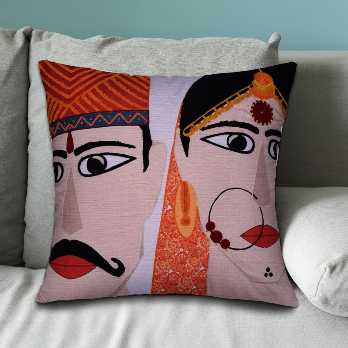Man and Woman Printed Design Throw Pillow Covers
