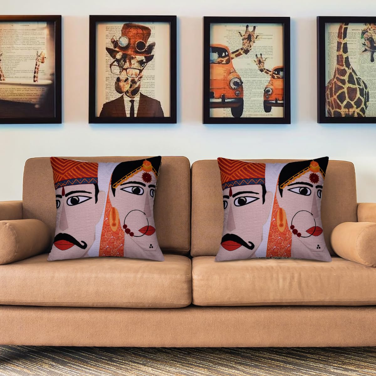 Man and Woman Printed Design Throw Pillow Covers
