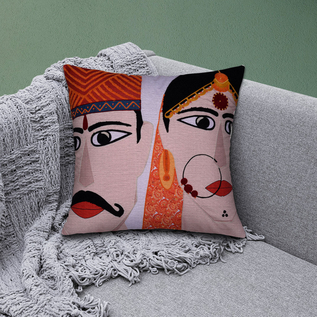 Man and Woman Printed Design Throw Pillow Covers