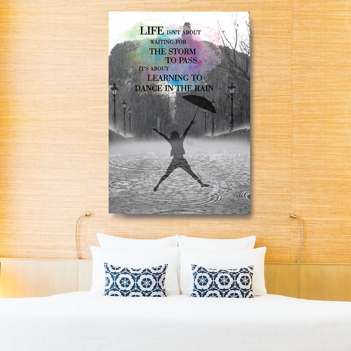 Learning To Dance In The Rain Framed Canvas Wall Art Home Office Dorm Motivational Inspiration