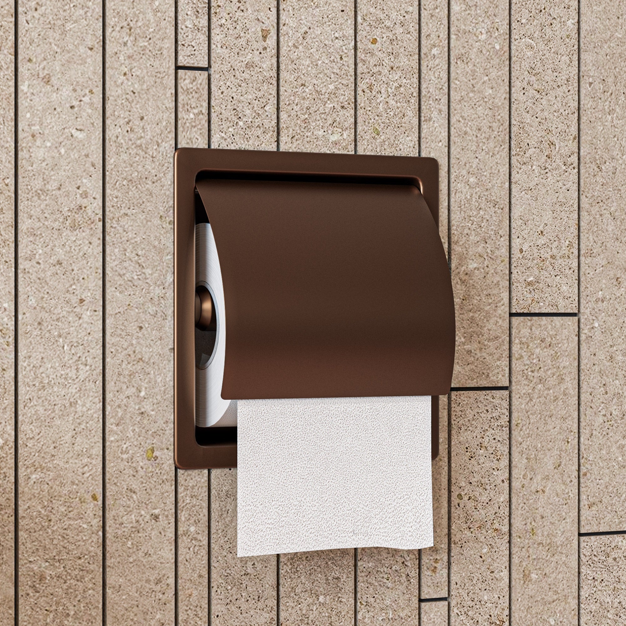 ALFI brand ABTPP77-BC PVD Brushed Copper Stainless Steel Recessed Toilet Paper Holder with Cover