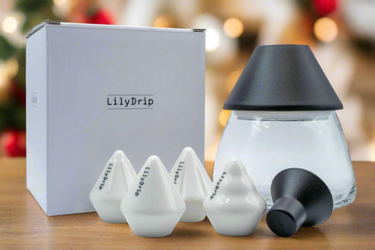 LilyDrip Family Set: Includes LilyDrip, COS, Starflower, & Donut Droplets With Rapid Filter Shaper Glass Container