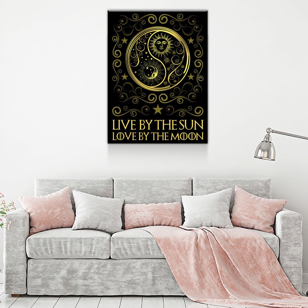 Live By The Sun Love By The Moon Canvas Wall Art, Motivational Quote
