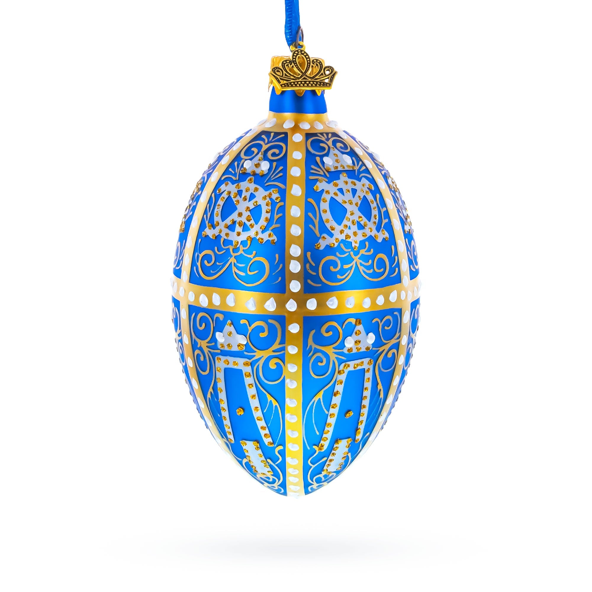 1896 Twelve Monograms Royal Glass Egg Ornament 4 Inches