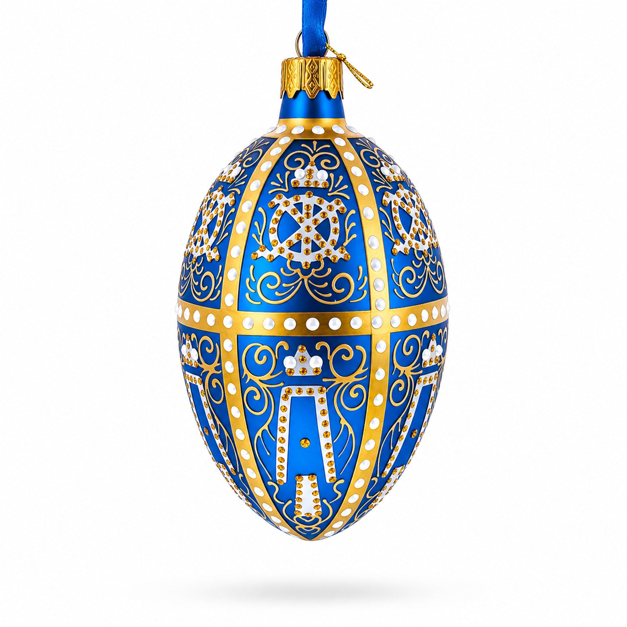 1896 Twelve Monograms Royal Glass Egg Ornament 4 Inches
