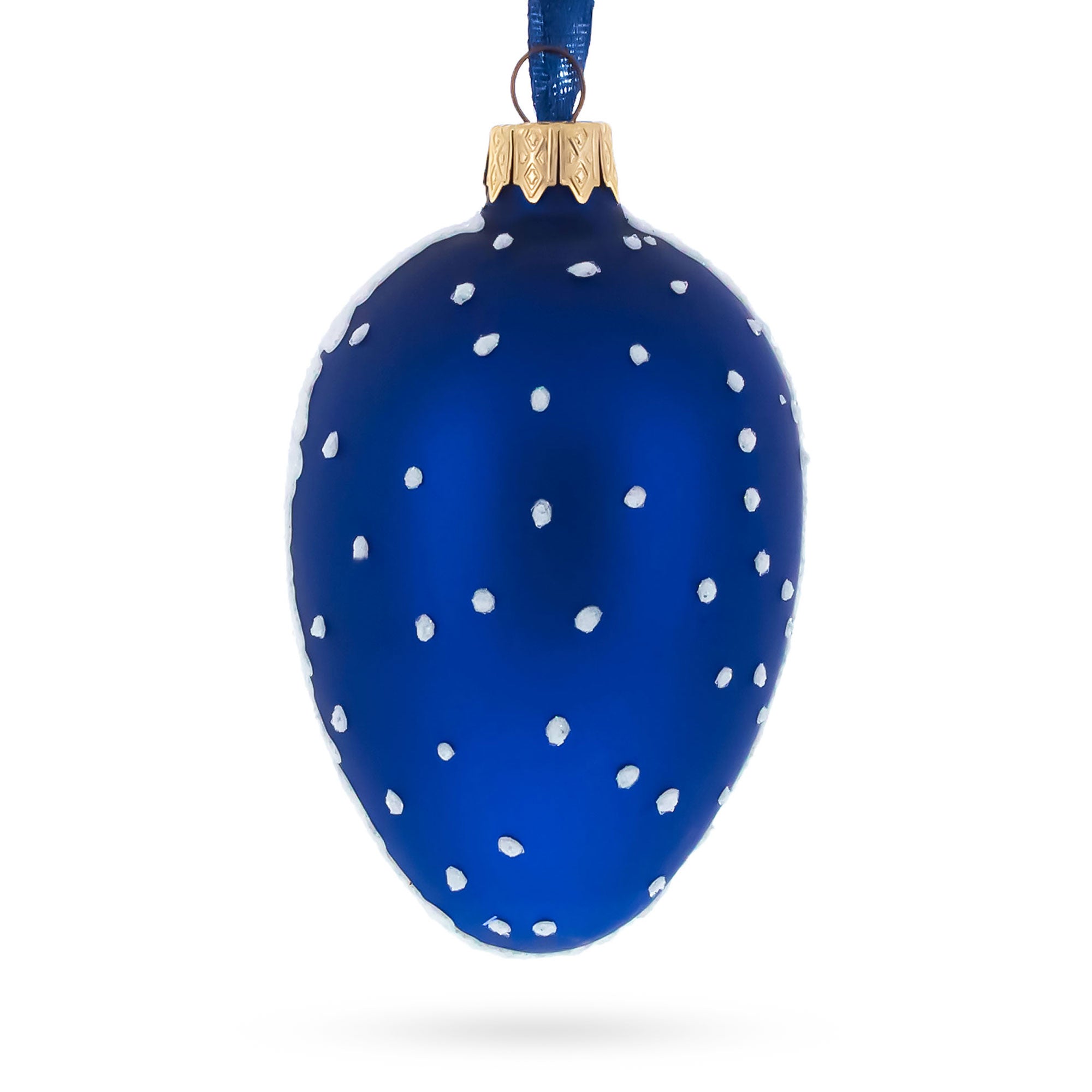 Santa With Mistletoe Glass Egg Ornament 4 Inches