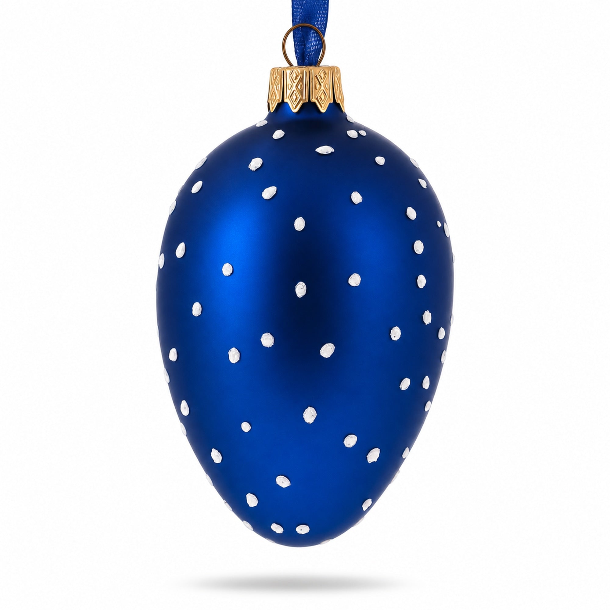 Santa With Mistletoe Glass Egg Ornament 4 Inches