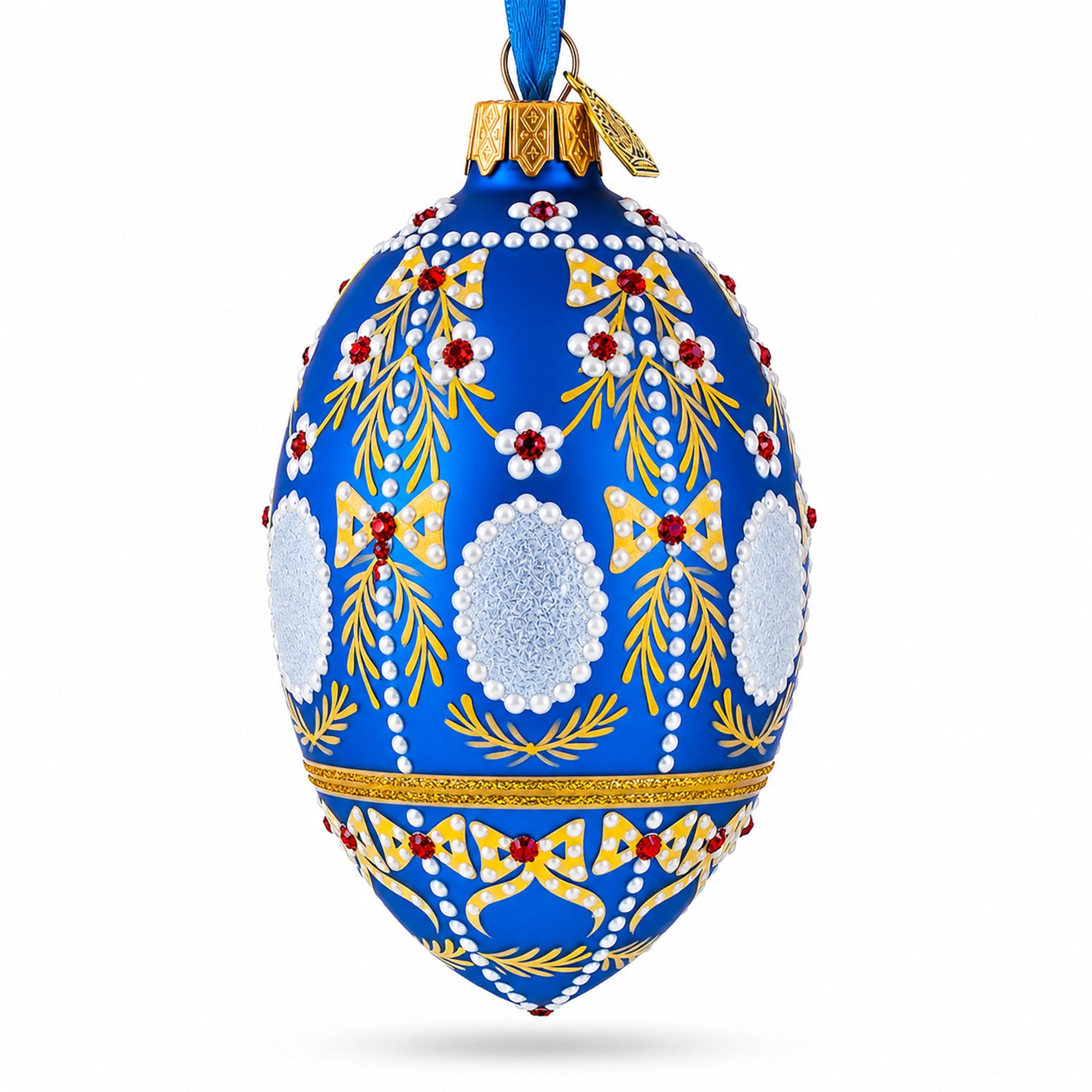 1908 Alexander Palace Royal on Blue Egg Glass Ornament 4 Inches