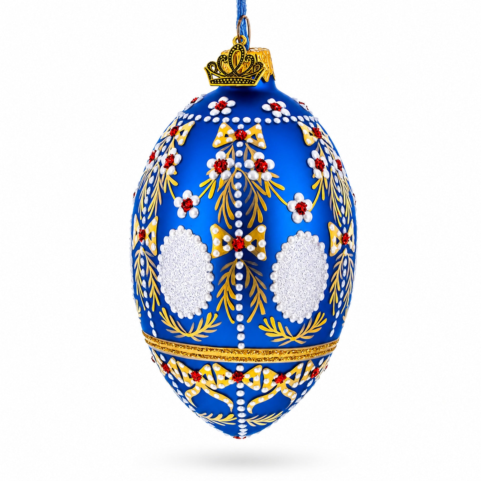 1908 Alexander Palace Royal on Blue Egg Glass Ornament 4 Inches