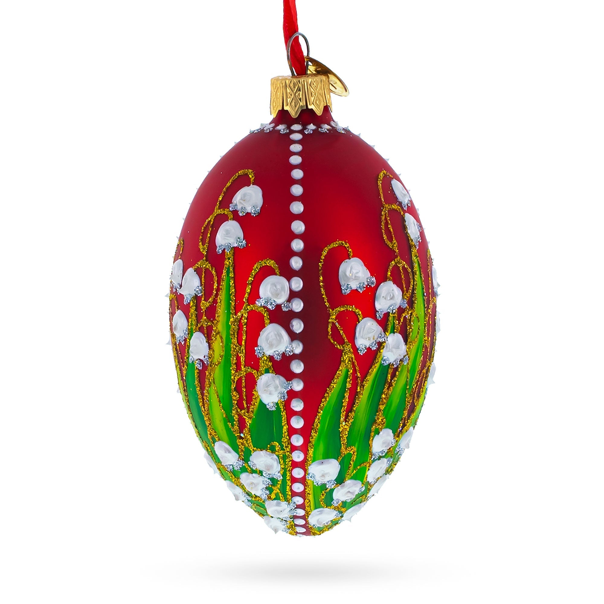 1898 Lilies of the Valley Royal Egg Glass Ornament 4 Inches