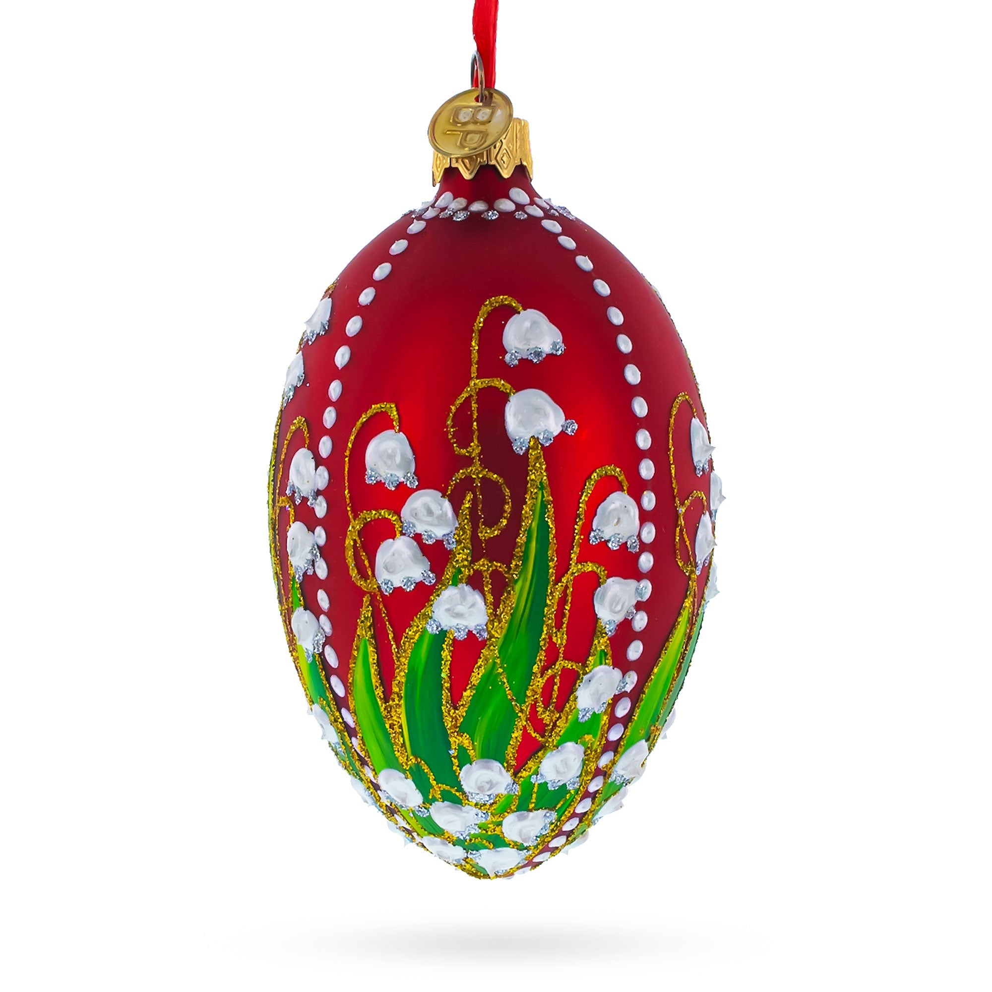 1898 Lilies of the Valley Royal Egg Glass Ornament 4 Inches